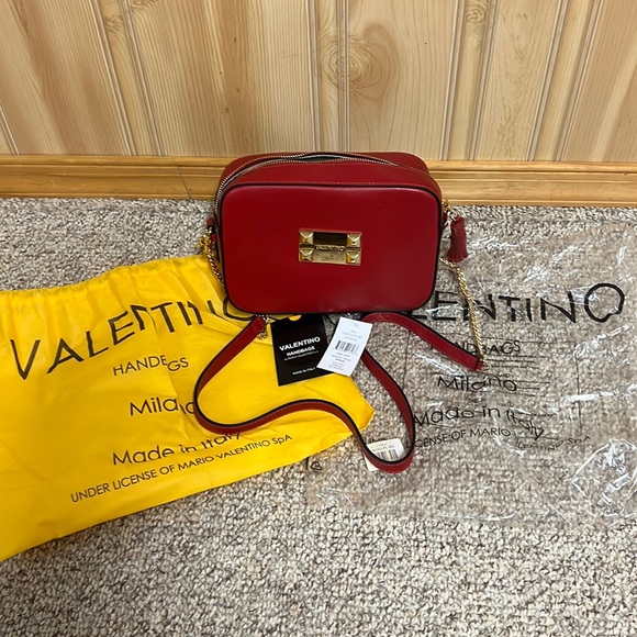 NWT VALENTINO BY MARIO VALENTINO Babette Bonbon Leather Crossbody Red w/dust bag - Picture 2 of 14